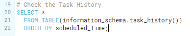 Screenshot of Task History