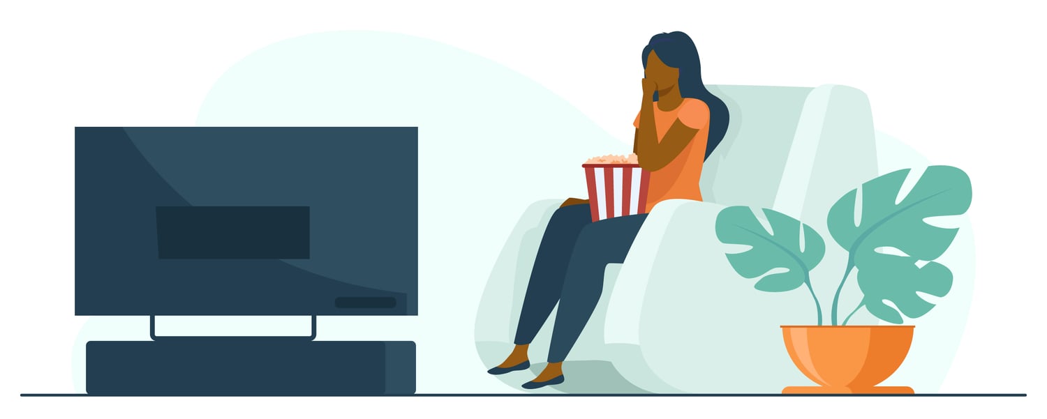 eating popcorn watching netflix